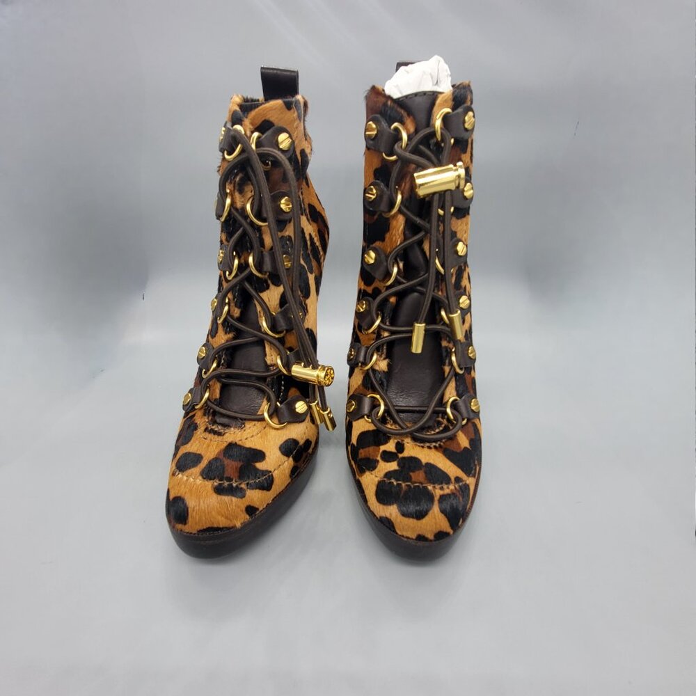 Tory Burch Halima Animal Print Lace-Up Booties - Picture 11 of 16